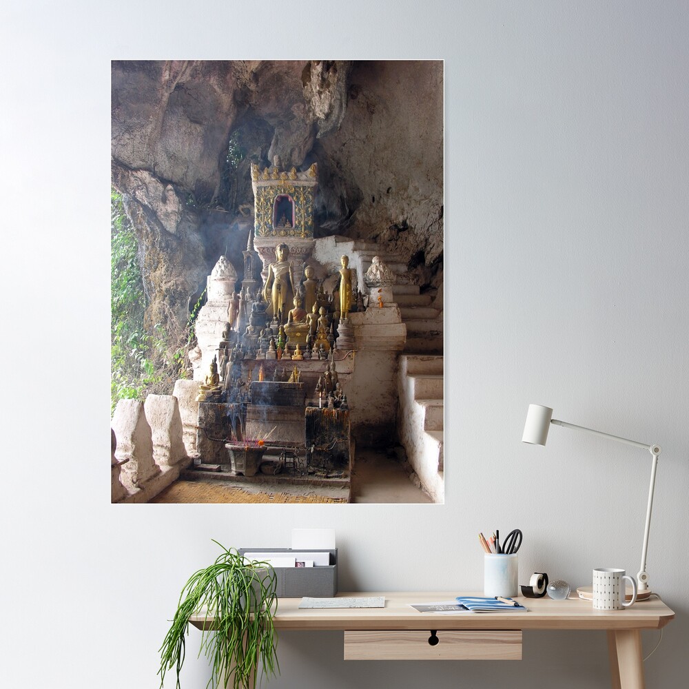 Buddhist Shrine Buddha Statues in Pak Ou Caves, Laos  Poster for
