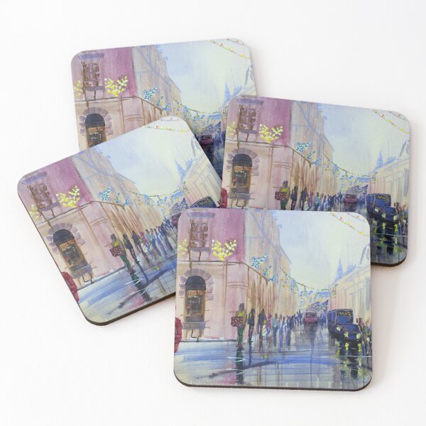 Item preview, Christmas Shoppers in Exeter impressionist city painting designed and sold by MikeJory.