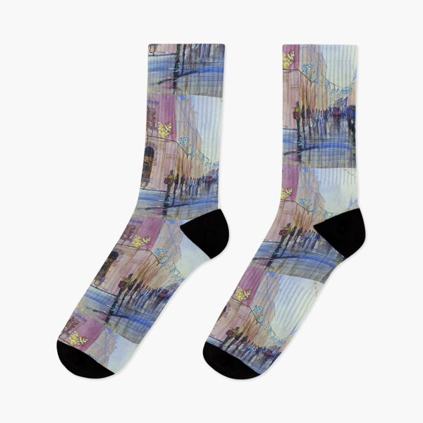 Item preview, Christmas Shoppers in Exeter impressionist city painting designed and sold by MikeJory.