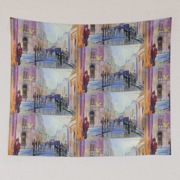 Item preview, Christmas Shoppers in Exeter impressionist city painting designed and sold by MikeJory.