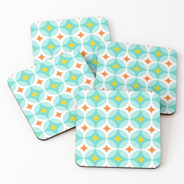 Item preview, Mid Century Geometric Retro Circle Lock Diamond Pattern designed and sold by Elsy's Art.