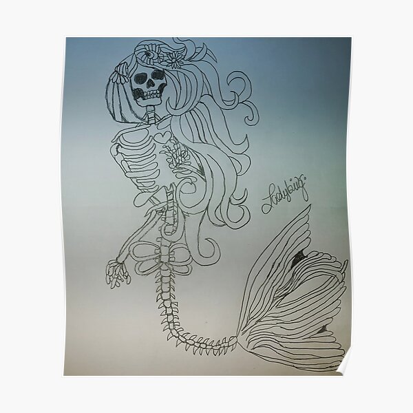 Mermaid Skeleton Tattoo Design