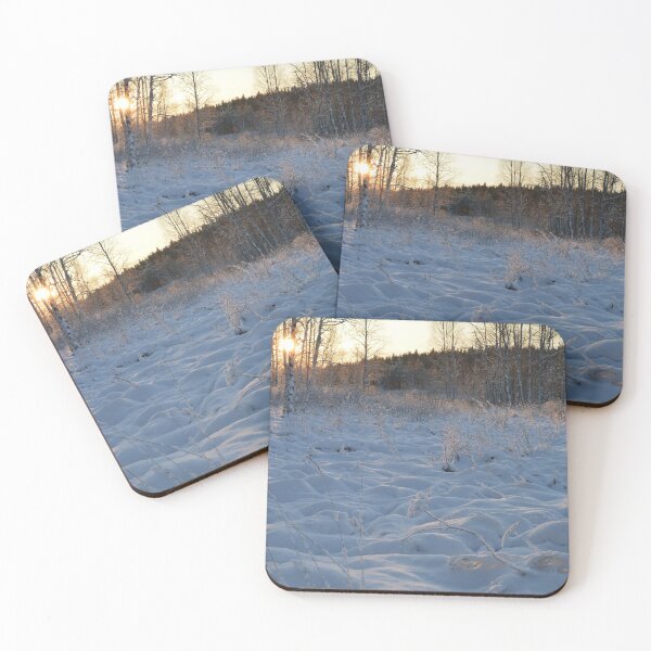 Item preview, Winter morning sun between the trunks of birches in the frozen snow forest designed and sold by yarvin13.