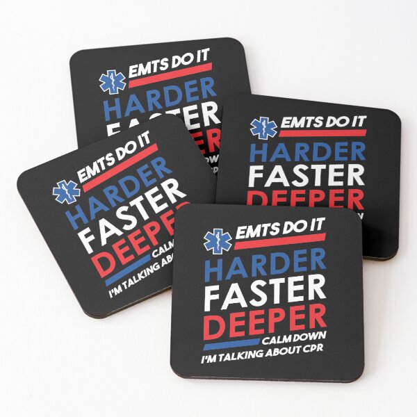 Item preview, Funny EMT EMS Graphic Star of Life EMTs Do It Harder Faster Deeper CPR  designed and sold by JessieJune.