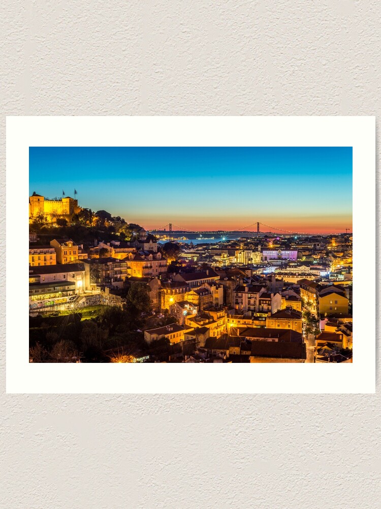Alternate view of Lisbon Cityscape Skyline at Night Art Print