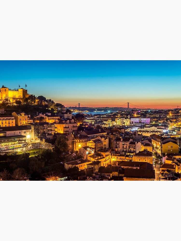 Lisbon Cityscape Skyline at Night by bertbeckers