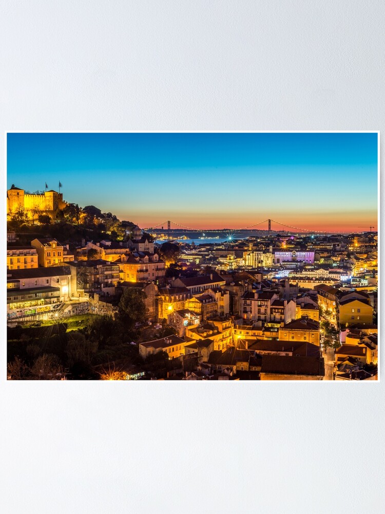 Alternate view of Lisbon Cityscape Skyline at Night Poster