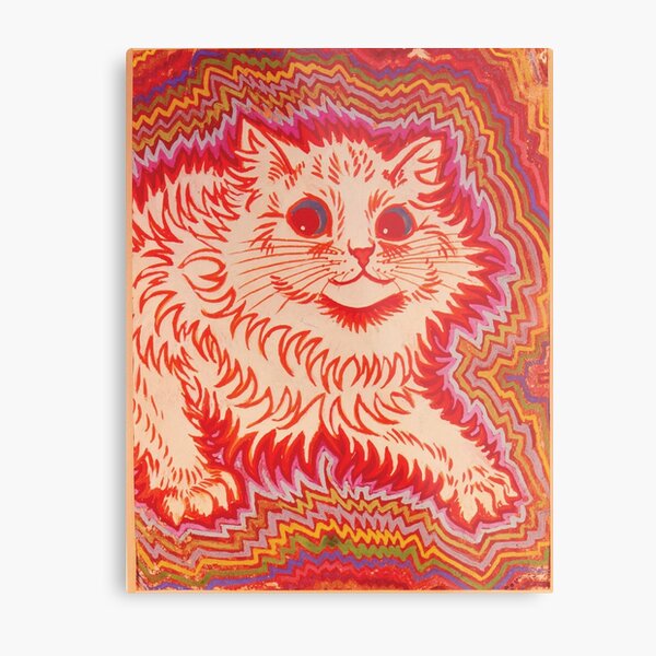 Louis Wain Orange Psychadelic Cat Metal Print