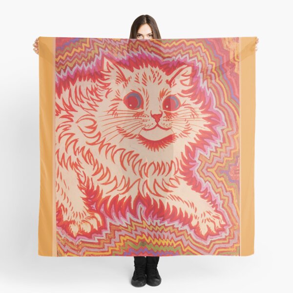 Louis Wain Orange Psychadelic Cat Scarf