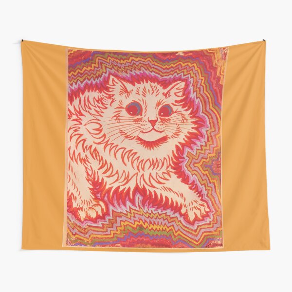 Louis Wain Orange Psychadelic Cat Tapestry