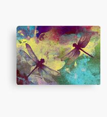 Painting Dragonflies & Orchids. Canvas Print
