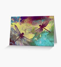 Painting Dragonflies & Orchids. Greeting Card