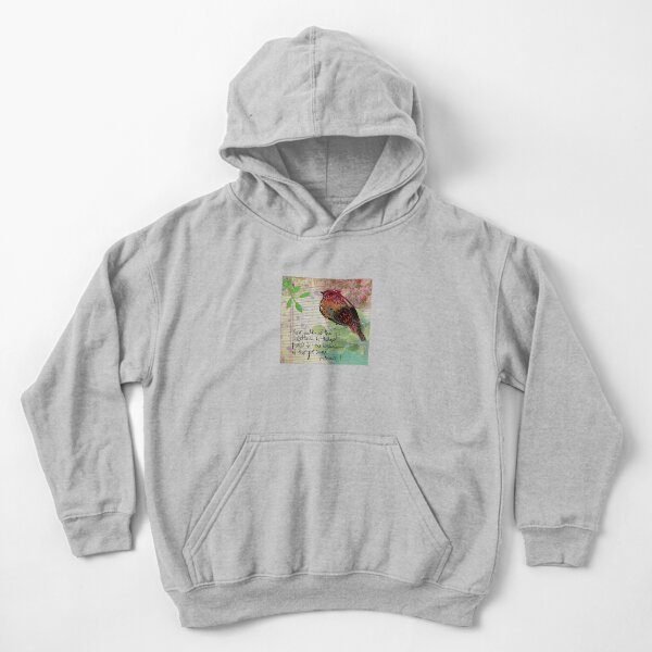 Abstract Collage Red Bird with Scripture Hebrews 11:1 Antiqued Kids Pullover Hoodie