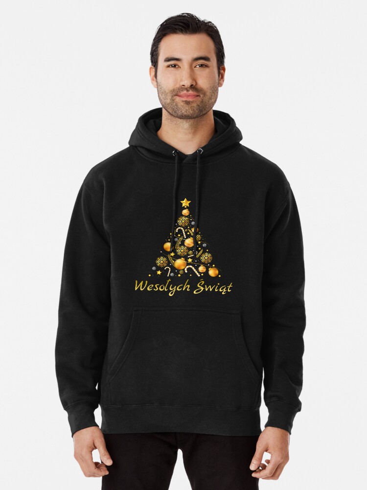 Wesołych Świąt Polish Merry Christmas Tree Pullover Hoodie