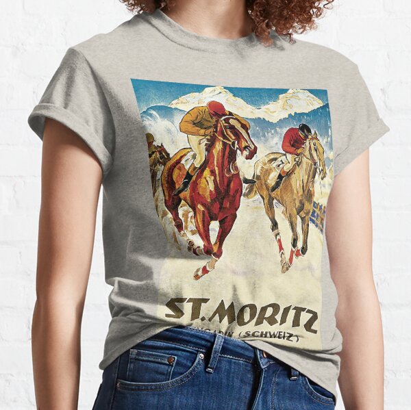 Aperçu de l'œuvre Courses de chevaux vintage dans la publicité de sports de neige créée et vendue par Glimmersmith.