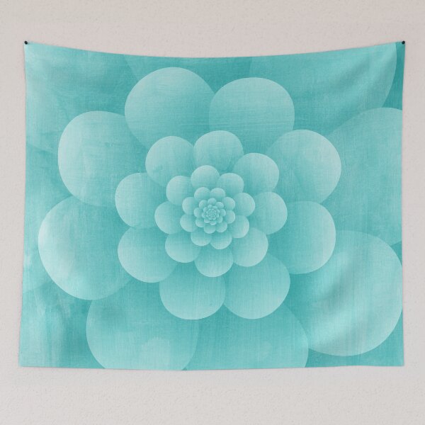 Item preview, Turquoise Watercolor Geometric Circle Spiral Flower designed and sold by Elsy's Art.