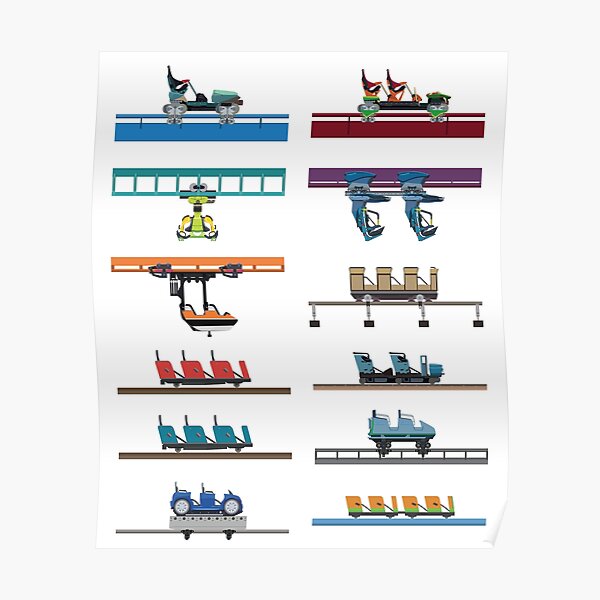 Kings Island Coaster Cars Design Poster By Coastermerch Redbubble - silver banshee roblox