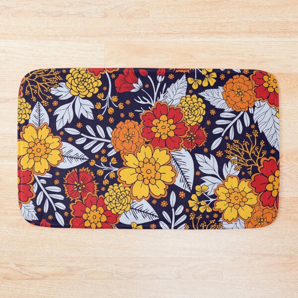 Item preview, Red, Yellow, Orange & Navy Blue Flowers/Floral Pattern designed and sold by somecallmebeth.