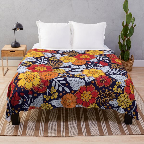 Item preview, Red, Yellow, Orange & Navy Blue Flowers/Floral Pattern designed and sold by somecallmebeth.