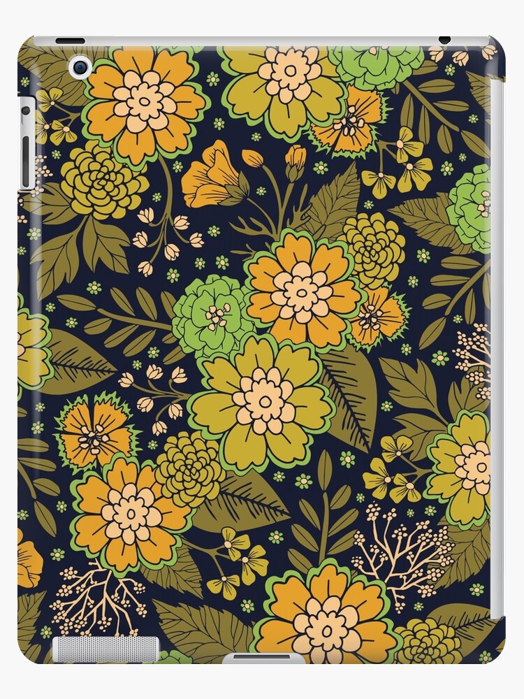 1pc Brown Vintage Art Grid & Flower Pattern Anti-fall Phone Case