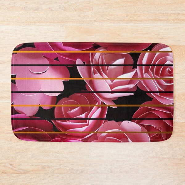 Item preview, Pink Roses And Gold And Black Stripes designed and sold by Printpix.