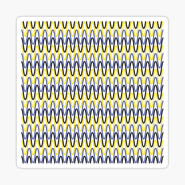 Fresh minimalist yellow, blue and black wave pattern. Sticker