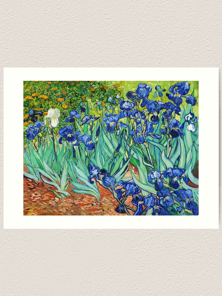 Oil painting Vincent Van Gogh Irises still life purple flowers hand painted