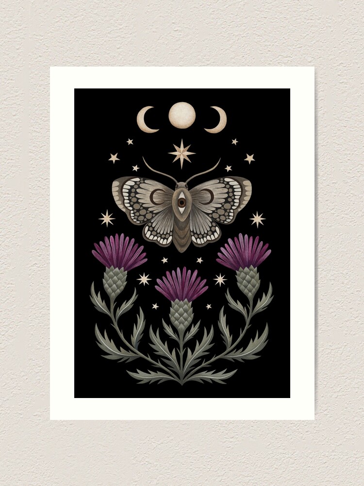 Alternate view of Thistle and moth Art Print