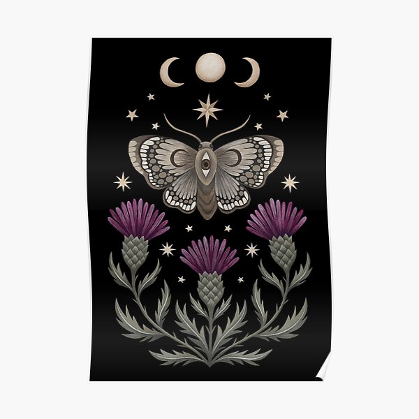 Thistle and moth Poster