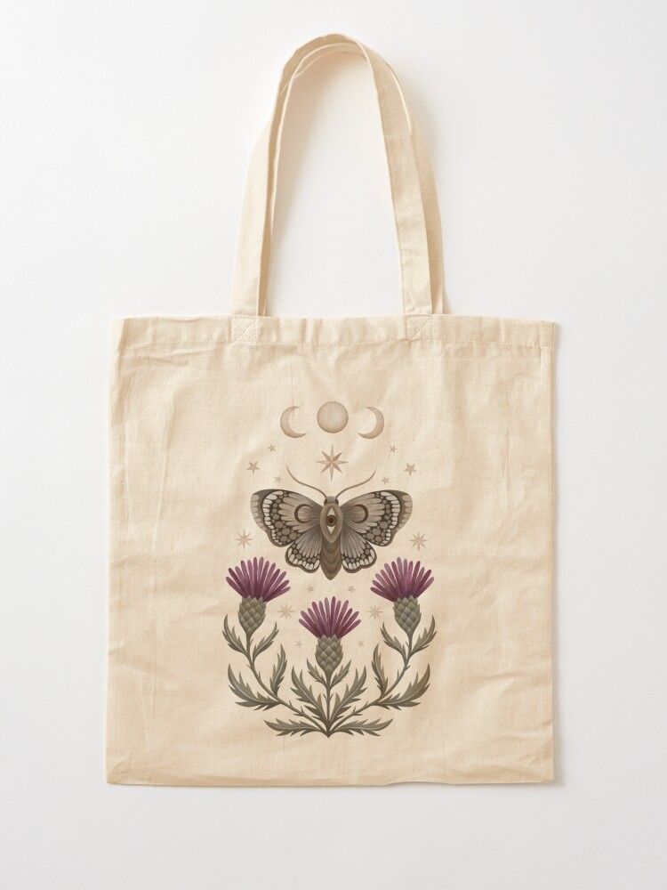 Alternate view of Thistle and moth Tote Bag