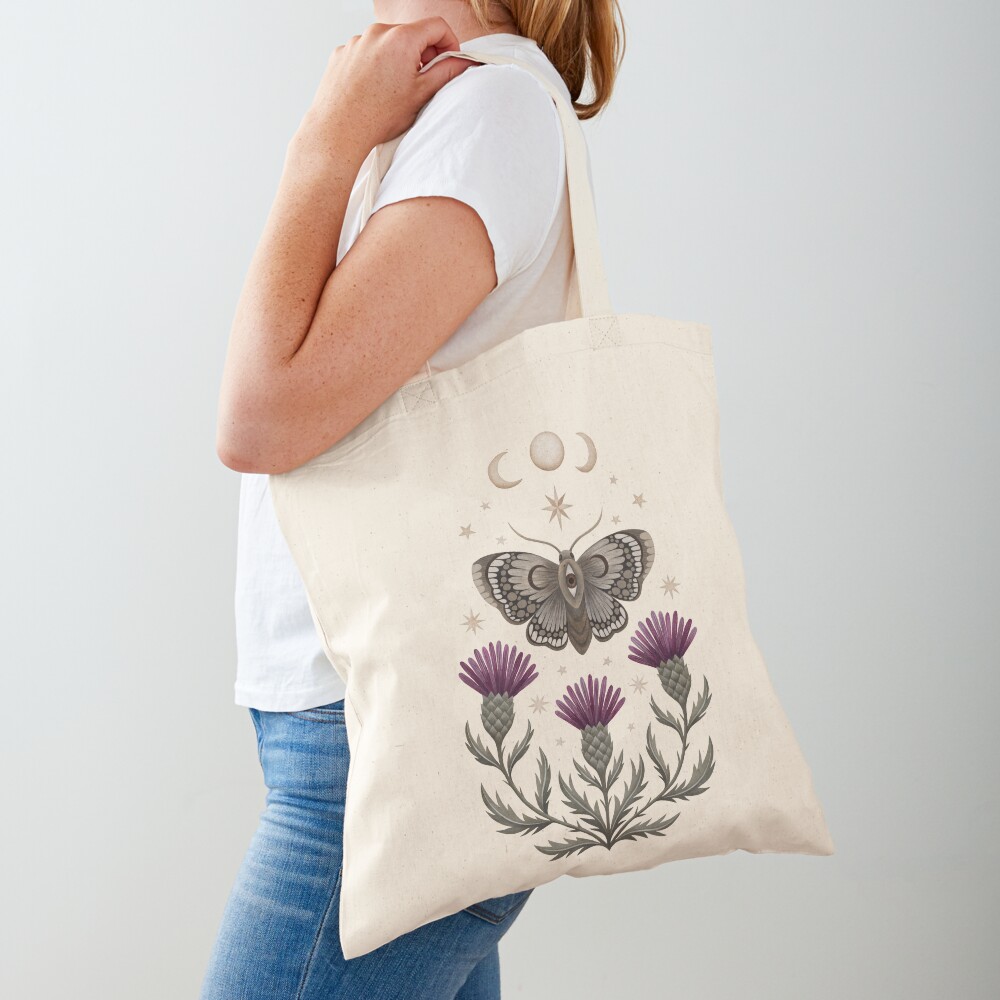 Thistle and moth Tote Bag