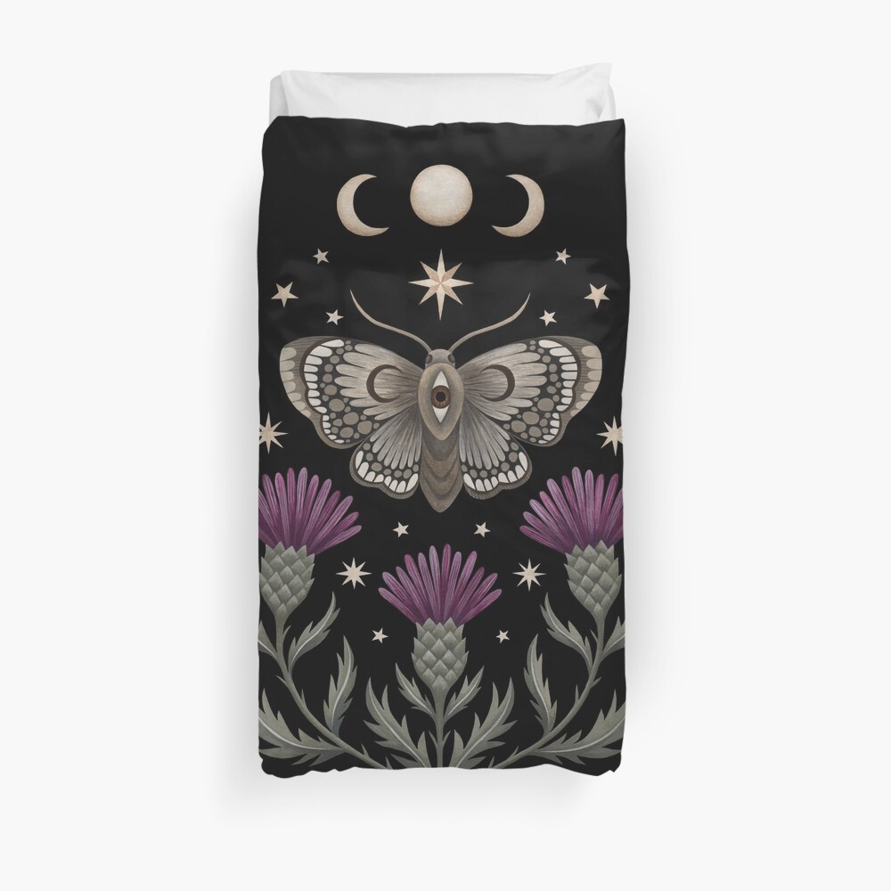 Thistle and moth Duvet Cover