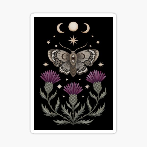 Thistle and moth Sticker