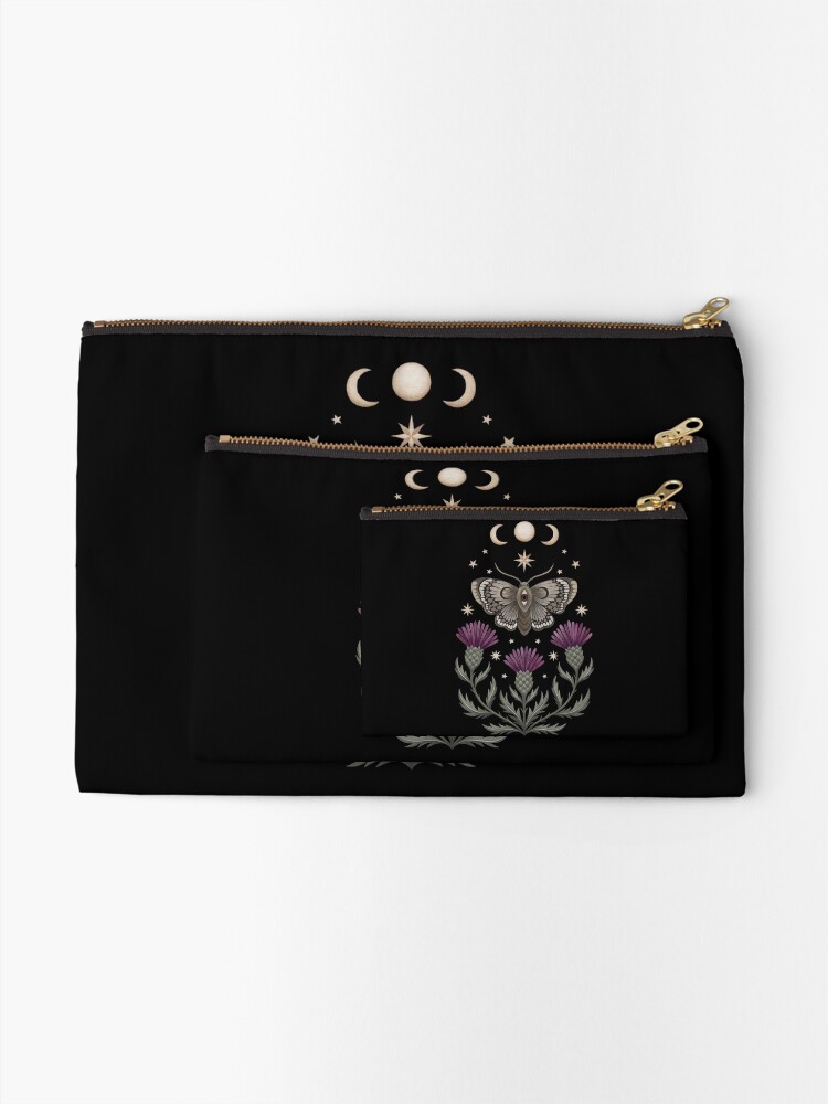 Alternate view of Thistle and moth Zipper Pouch