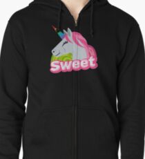 Sweet Unicorn Emoji JoyPixels Cute Sweety Zipped Hoodie