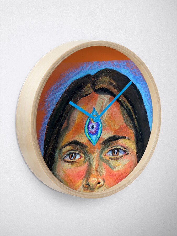 Clock, Blue Third Eye (self portrait) designed and sold by BlueStarseed