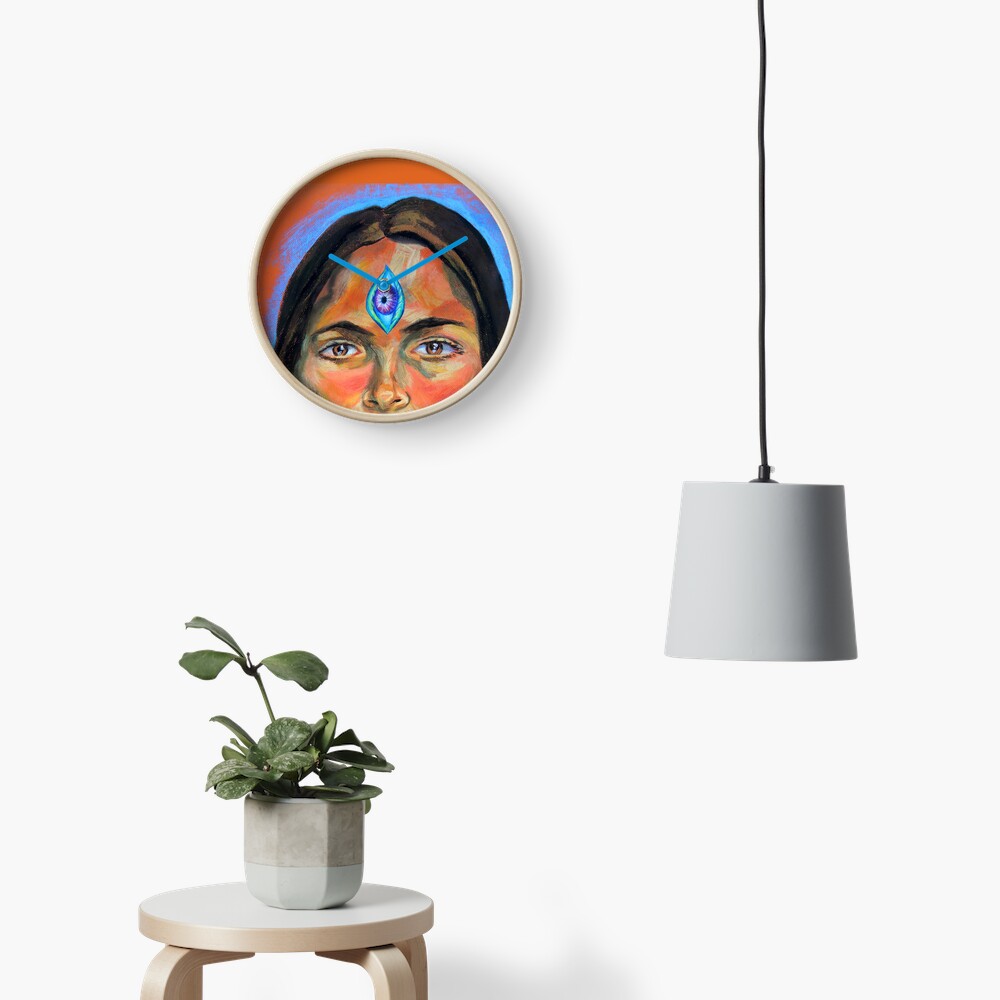Blue Third Eye (self portrait) Clock