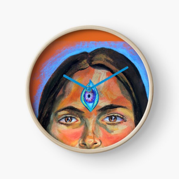 Blue Third Eye (self portrait) Clock