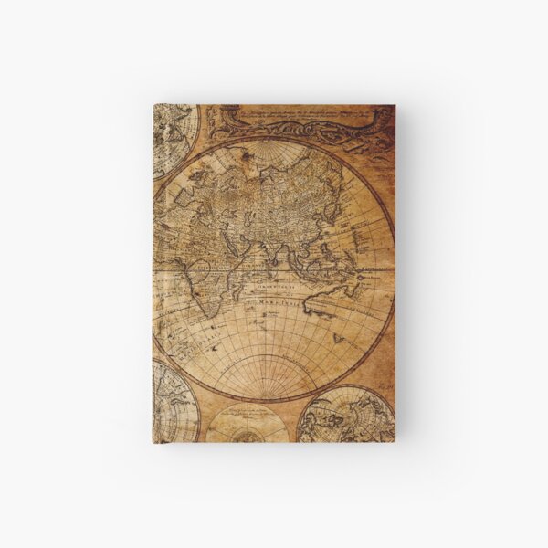 Old vintage world's map Hardcover Journal