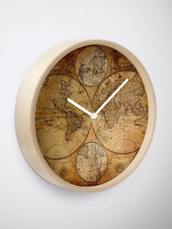 "Old vintage world's map" Clock by ModernFaces Redbubble