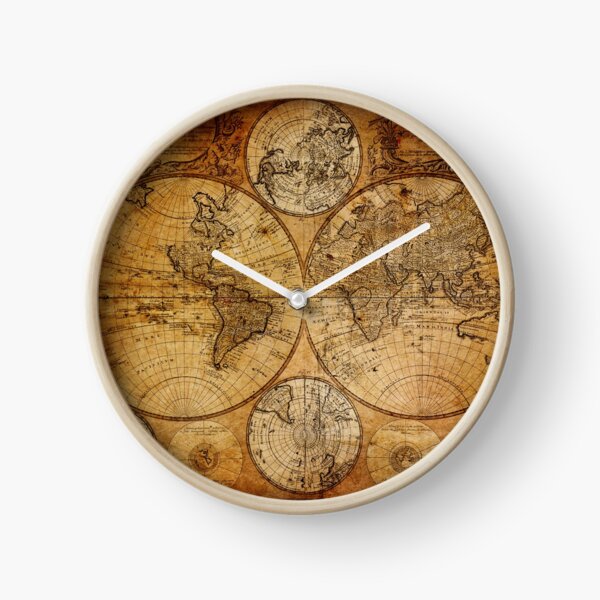 Ancienne carte du monde vintage Horloge