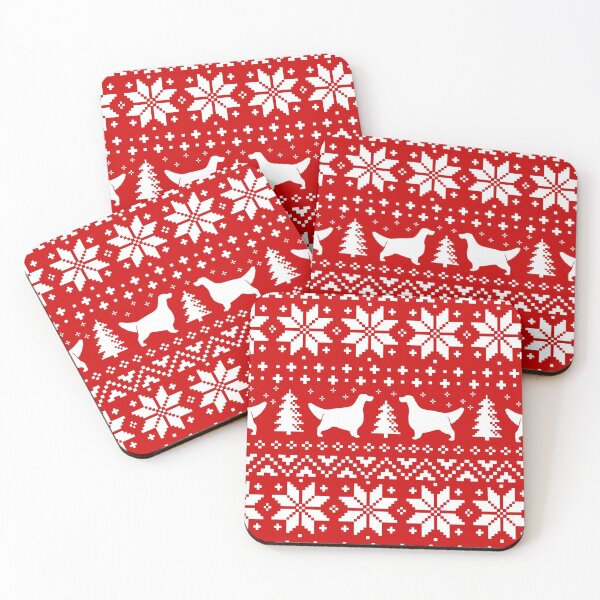 Item preview, English Setter Silhouettes Red and White Christmas Holiday Pattern  designed and sold by Jenn Inashvili.