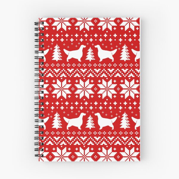 Item preview, English Setter Silhouettes Red and White Christmas Holiday Pattern  designed and sold by Jenn Inashvili.