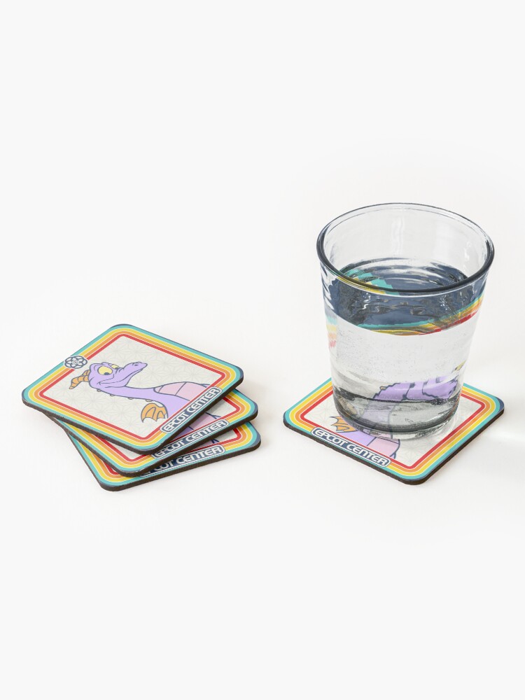 Alternate view of EPCOT Center Figment Rainbow stripe Frame Coasters (Set of 4)