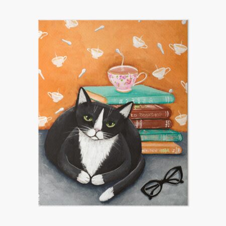 Tea, Books, and Cats Art Board Print