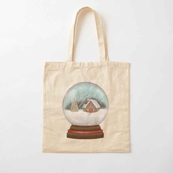 Cabaña en el bosque Snow Globe Bolsa de algodón