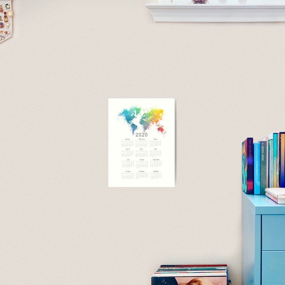 Calendar 2020 world map #calendar2020 Art Print