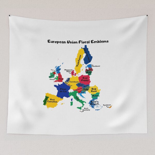 Item preview, European Union Floral Emblems Colorful Map designed and sold by InVisibleColors.