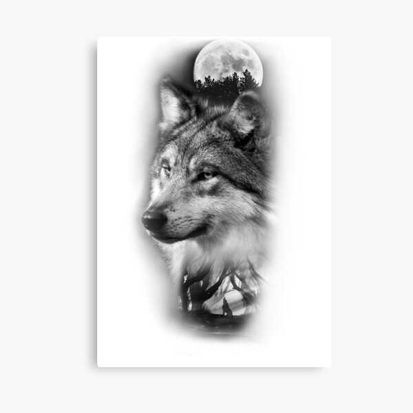 Wolf Moon Tattoo Canvas Prints Redbubble