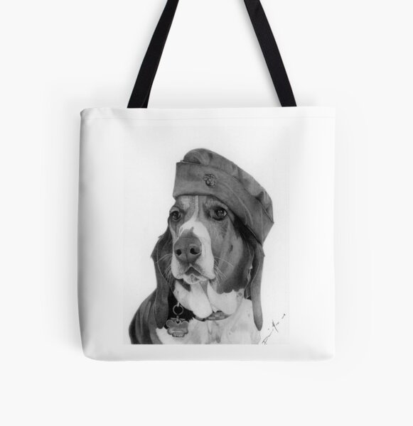 I Will Protect You – Dog Pencil Drawing All Over Print Tote Bag